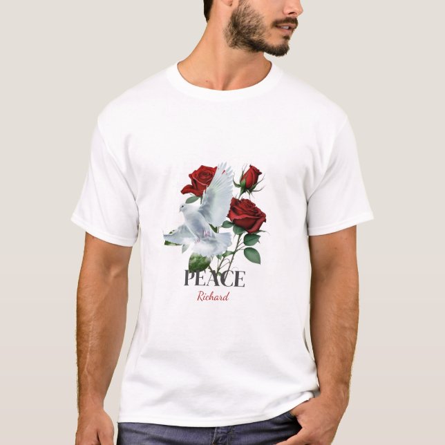 Dove Rose Custom Name Personalized T-Shirt (Frente)