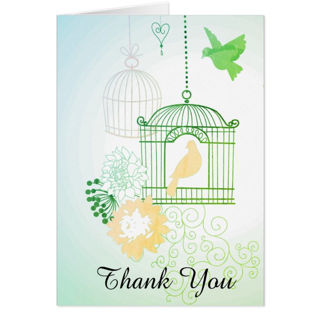 Doves & Cages Verde - Cartão de Nota (Frente)