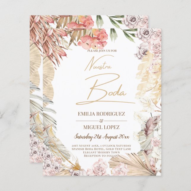 Download digital do Convite de casamento BOHO BOHO (Frente/Verso)