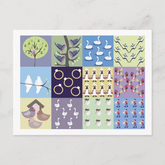 Doze dias de cartão de Posto de Natal (Frente)