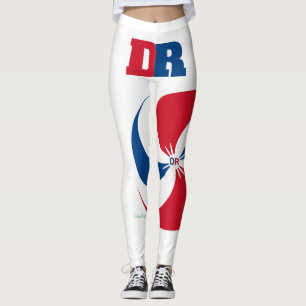 DR (República Dominicana) Leggings Vermelha, Branc