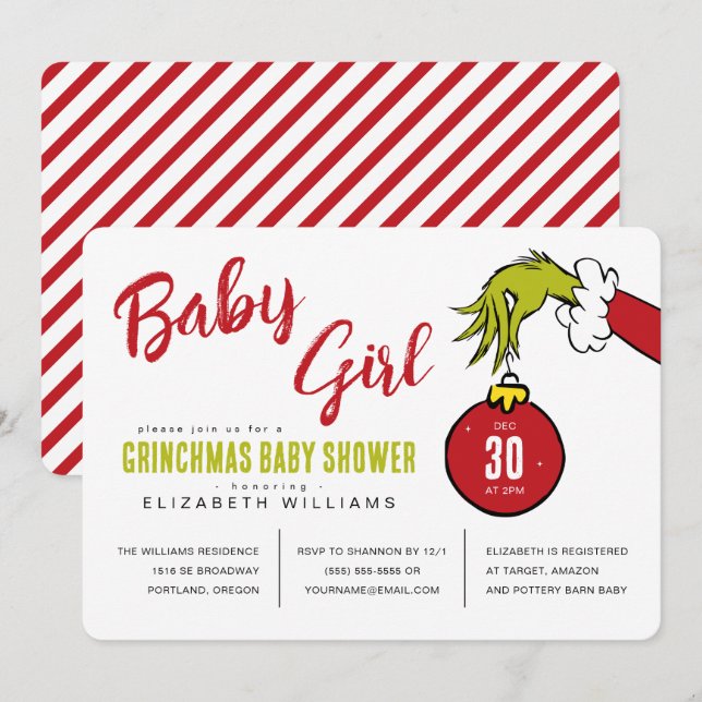 Dr. Seuss | Churrasco de Bebê Menina Grinch (Frente/Verso)
