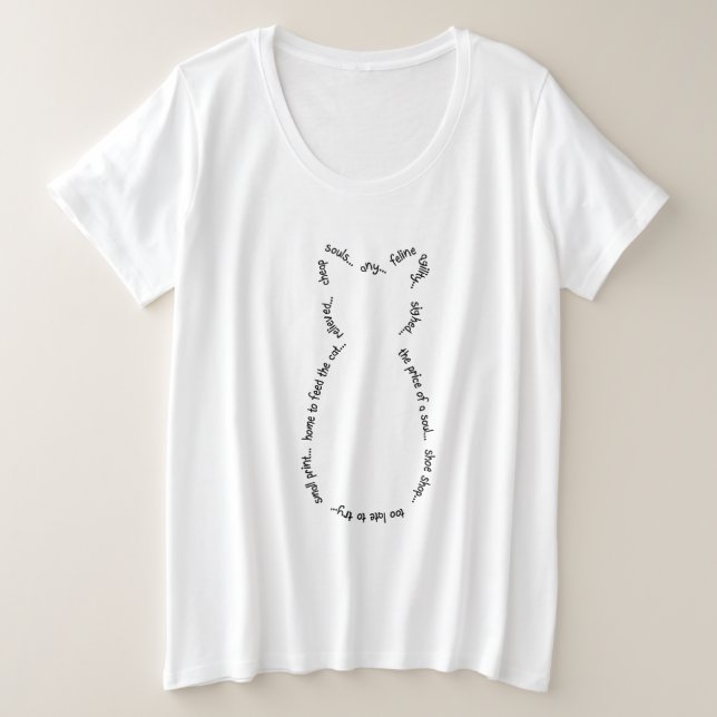 Drabble Plus Tamanho T-Shirt (Texto Preto) (Frente do Design)