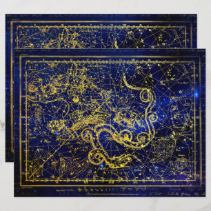Draco Dourado Constelação Papel Escrapbook