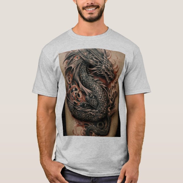 Dragão Abstrato Celta Tatuagem T-Shirt Design (Frente)