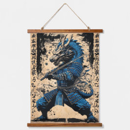 Dragão Azul Oriental Samurai Warrior - Tinta Japon