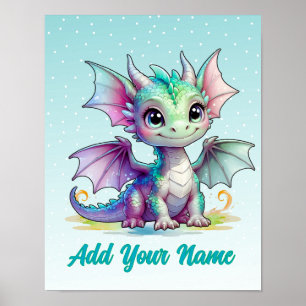 Dragão Bebê Sorridente - Poster de Nome Personaliz