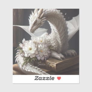 Dragão branco no adesivo de livros