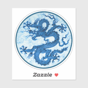 Dragão Chinês, Azul Indigo e Adesivo Branco