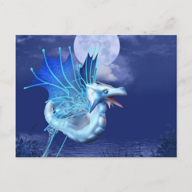 Dragão com asa no cartão postal de voo (Frente)