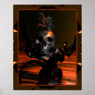 Dragão com Poster de crânio