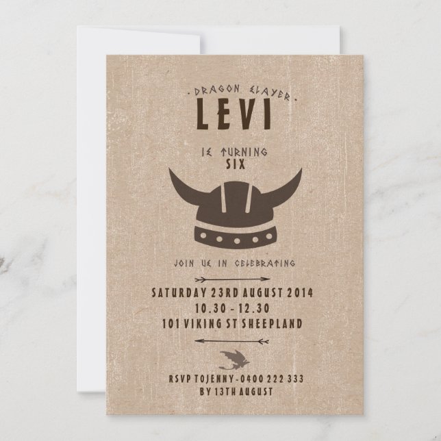 Dragão & convite do aniversário de Viking (Frente)