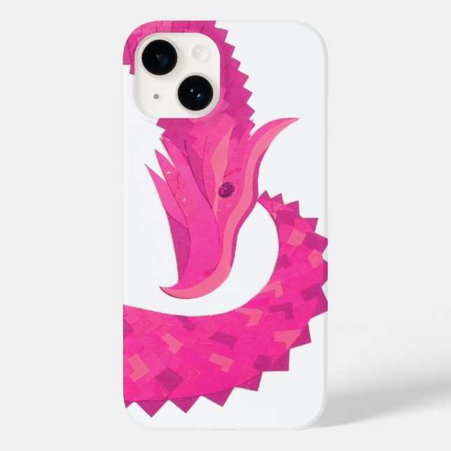 Dragão-coração rosa-quente em branco (Verso)