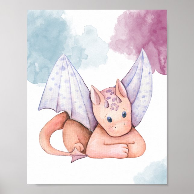 Dragão-Cubra com Poster de Exibição de Asas Roxas (Frente)