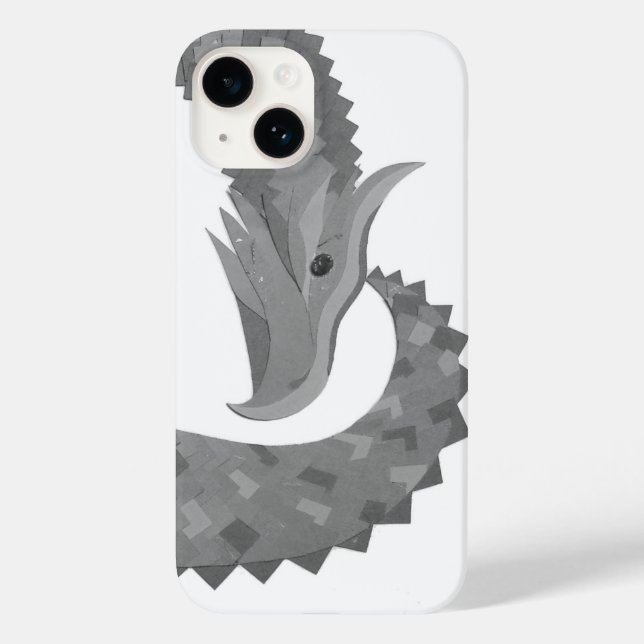 Dragão de coração cinza em capa de iPhone Case-Mat (Verso)