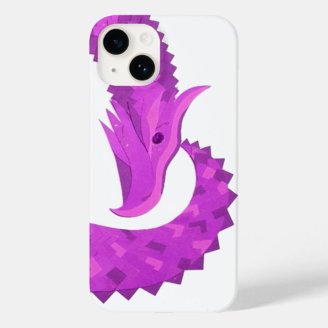 Dragão de coração roxo brilhante sobre branco (Verso)