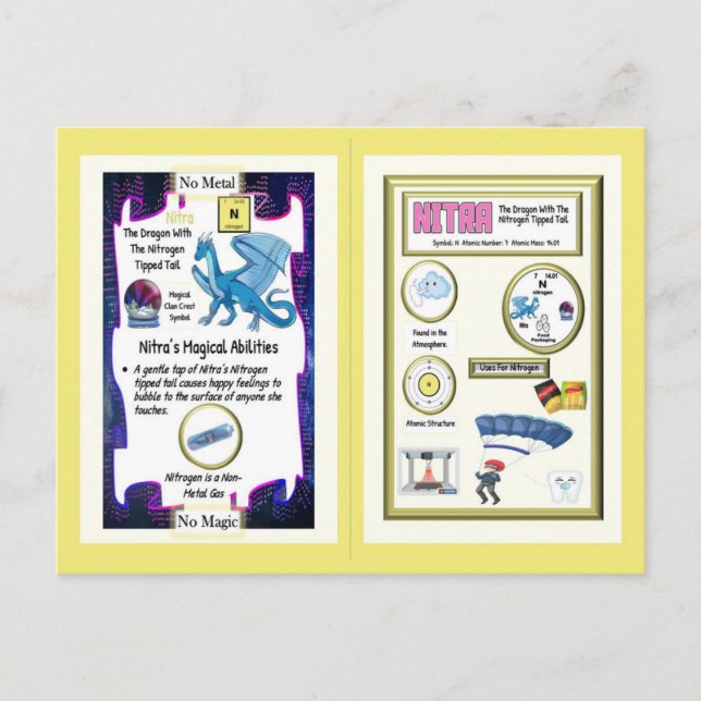Dragão de Mesa Periódico - Cartão Azoto (Frente)