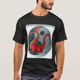 Dragão de Ying-Yang no t-shirt dos homens