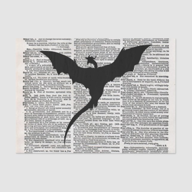 Dragão do papel do dicionário do vintage medieval (Frente )