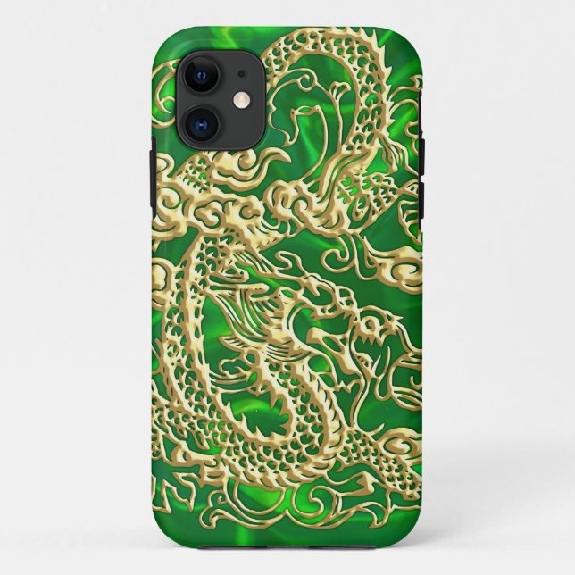 Dragão Dourado com relevo na capas de iphone de Sa (Verso)