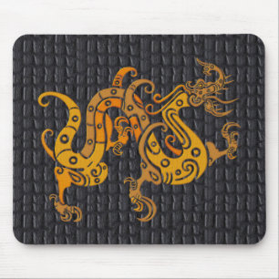 Dragão Dourado de Couro Mousepad (25-006)
