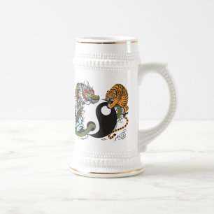 dragão e tigre símbolo yin yang caneca de cerveja 