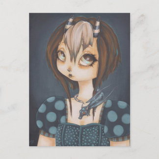 Dragão feericamente gótico no cartão azul