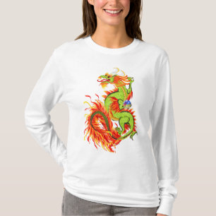 Dragão flamejante com camisas do símbolo