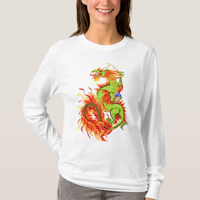 Dragão flamejante com camisas do símbolo (Frente)