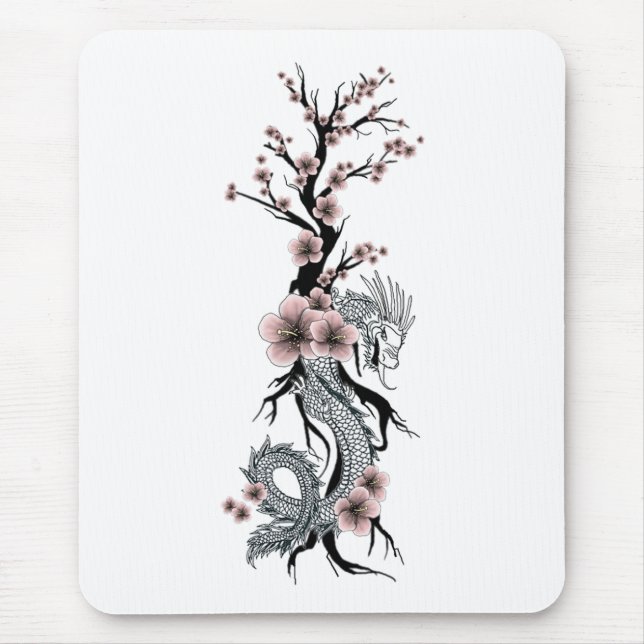 Dragão floral japonês Mousepad (Frente)