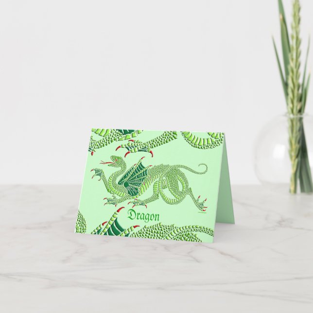 Dragão Heráldico (Verde) - Cartão Saudável (Frente)