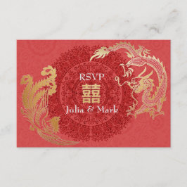 Dragão Moderno-Phoenix Casamento Chinês RSVP Verme