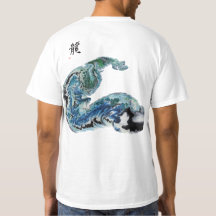 Dragão nas Ondas – Camiseta Abstrata de Energia Oc