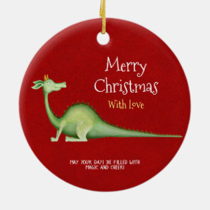 Dragão Olhando Para Trás Ornamento Cerâmico