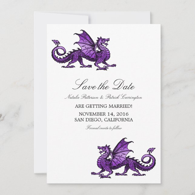 Dragão Roxo Guarde o Convite de Data (Frente)