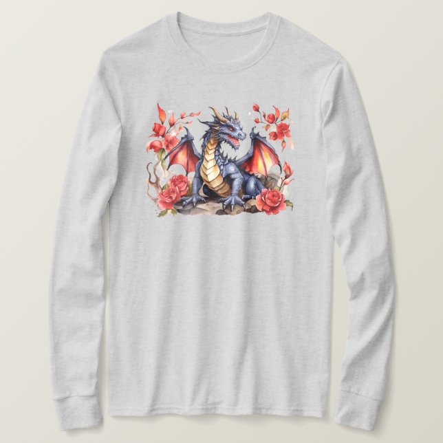 "Dragão T-Shirt de Leve Longa (Frente do Design)