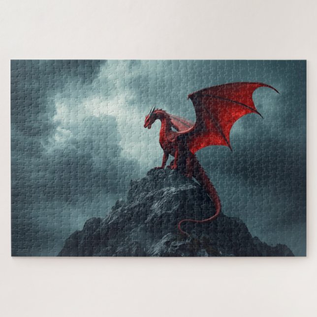 Dragão Vermelho no Quebra-Cabeça do Penhasco (Horizontal)