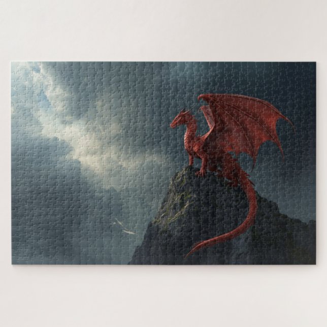 Dragão Vermelho no Quebra-Cabeça do Penhasco (Horizontal)