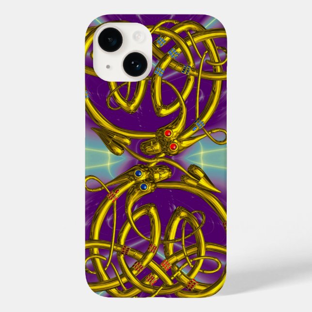 DRAGON AMOR, DOURADO NÓS CELTICOS DRAGÕES, Roxo (Verso)