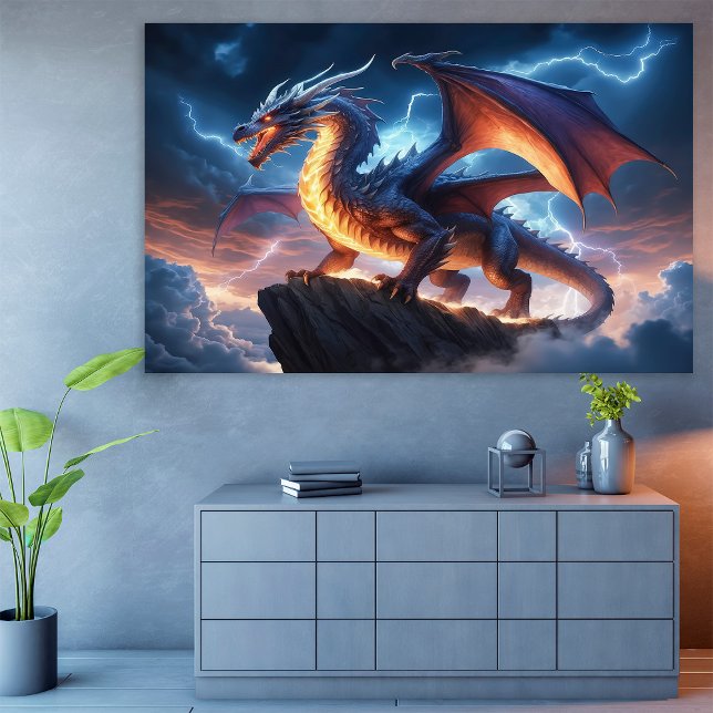 Dragon Fantasy Cliff Lightning Poster (Criador carregado)