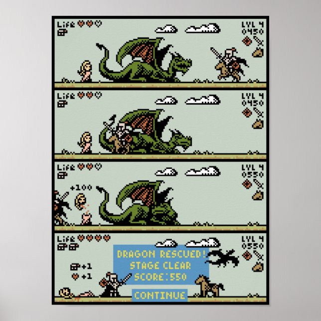 Dragon Rescut Game Pixel Art Poster (Frente)