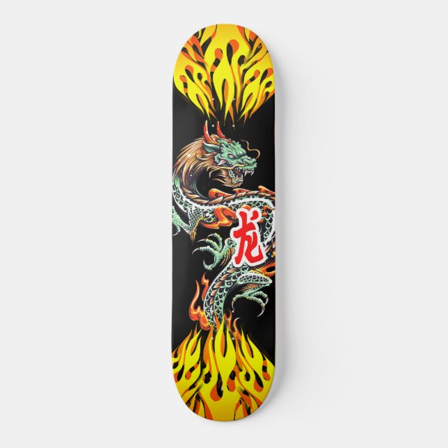 Dragon Skateboard com chamas (Frente)