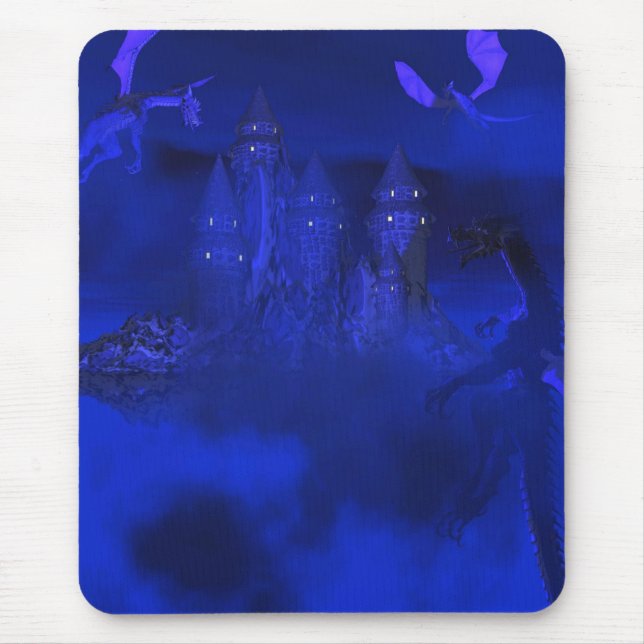 Dragoncats Blue Mist Dragon Fantasy Mousepad (Frente)