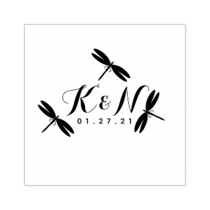 Dragonflies Logotipo Inicial Carimbo De Borracha D