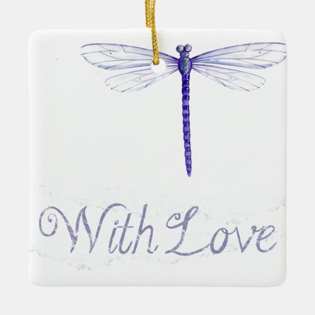 Dragonfly Azul Com Ornamento De Amor (Frente)