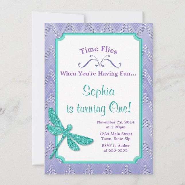 Dragonfly Birthday Convite para Menina Rosa (Frente)