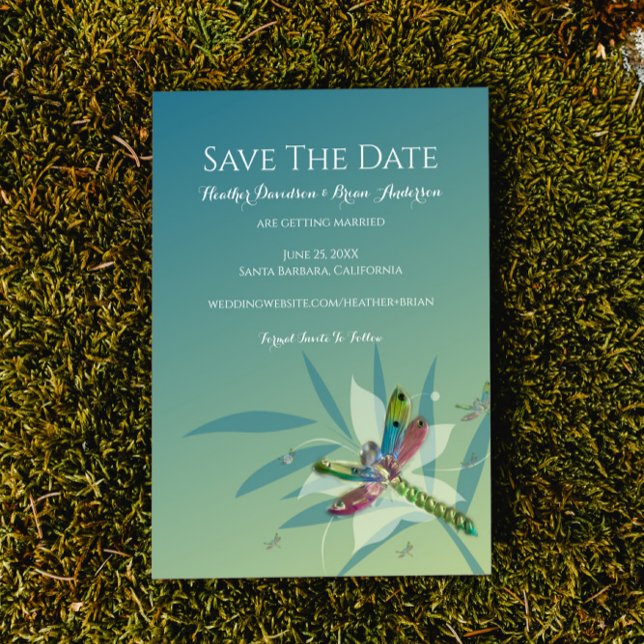 Dragonfly De Repouso O Anúncio De Data (Resting Dragonfly Save the Date Wedding Announcement)