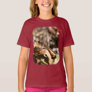 Dragonfly Em T-Shirt Natural De Crianças Folhosas