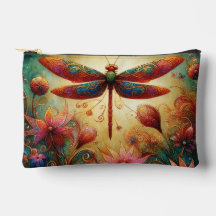 Dragonfly Floral Abstrato-Art Teal Rosa