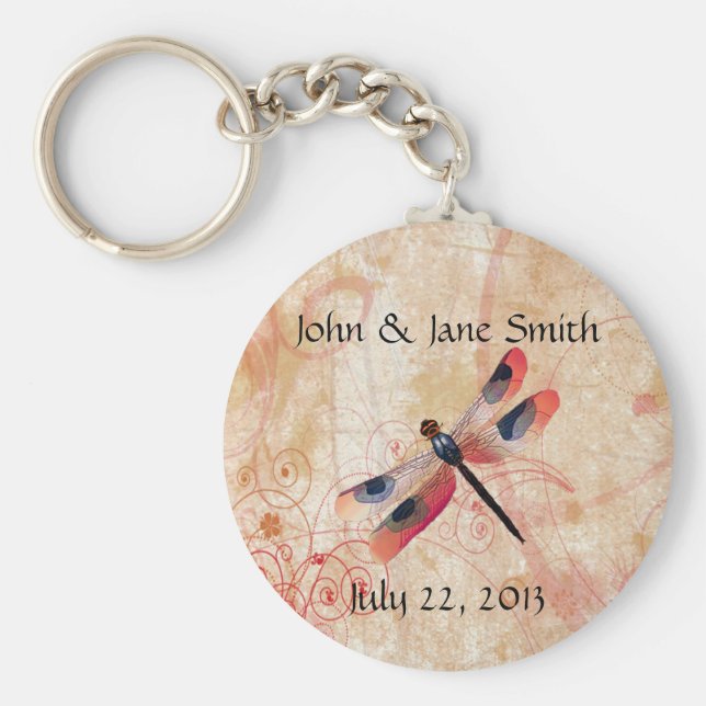 Dragonfly Flourish Weding Favor Chaveiro (Frente)